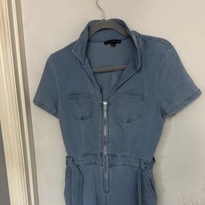 Blue Denim Jumpsuit with Zipper